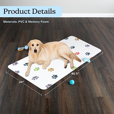PetMaker Paw Print 24-inch x 46.5-inch Dog Mat for Food & Water