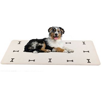 PetMaker 24-inch Non-Slip Dog Mat for Food & Water with Bone Design