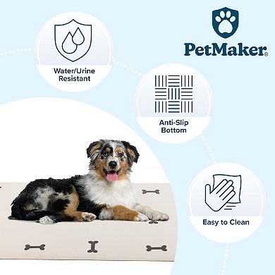 PetMaker 24-inch Non-Slip Dog Mat for Food & Water with Bone Design