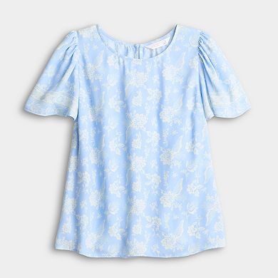Petite LC Lauren Conrad Flutter Short Sleeve Blouse