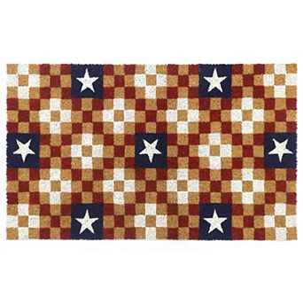 Americana Stars Check Coir 18x30 Doormat