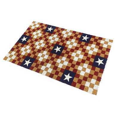 Americana Stars Check Coir 18x30 Doormat