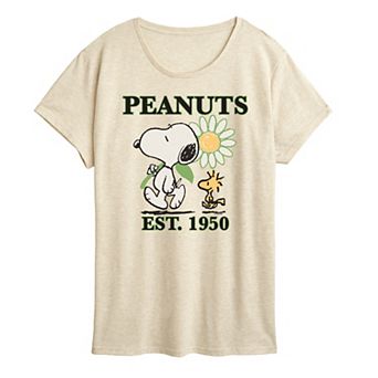 Women's Peanuts Snoopy & Woodstock Flower Est. 1950 Graphic Tee