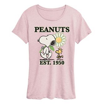 Women's Peanuts Snoopy & Woodstock Flower Est. 1950 Graphic Tee