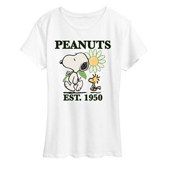 Women's Peanuts Snoopy & Woodstock Flower Est. 1950 Graphic Tee