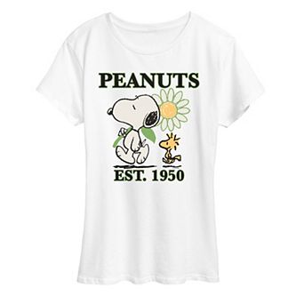 Women's Peanuts Snoopy & Woodstock Flower Est. 1950 Graphic Tee