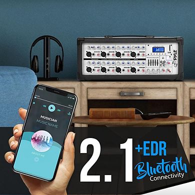 Pyle 800W 8-Channel Bluetooth Mixer, MP3 USB, SD, RCA, Digital Display, Built-in Cooling Fan