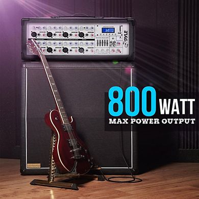 Pyle 800W 8-Channel Bluetooth Mixer, MP3 USB, SD, RCA, Digital Display, Built-in Cooling Fan