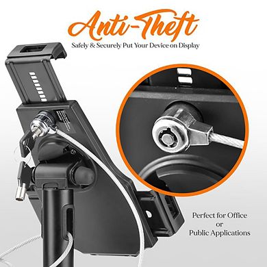 Pyle PSPADLK8 Anti-Theft Tablet Security Stand Kiosk, Locking Table Mount for iPad, Kindle