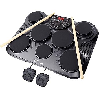 Pyle 7-Pad Electronic Table Top Digital Drum Kit with MIDI Functionality - Lightweight & Portable