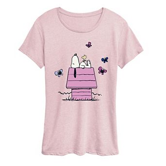 Women's Peanuts Snoopy Butterflies Graphic Tee