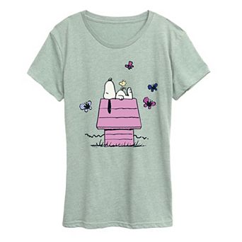 Women's Peanuts Snoopy Butterflies Graphic Tee