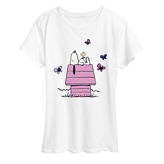 Women's Peanuts Snoopy Butterflies Graphic Tee