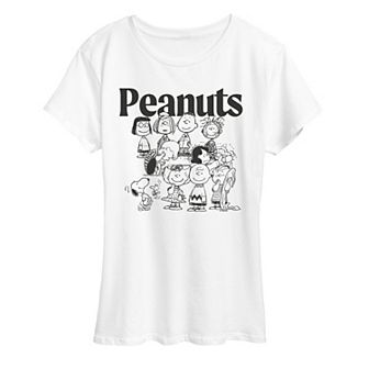 Women's Peanuts Group Outline Graphic Tee