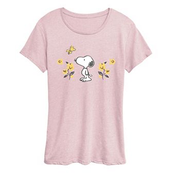 Women's Peanuts Snoopy & Woodstock Floral Graphic Tee