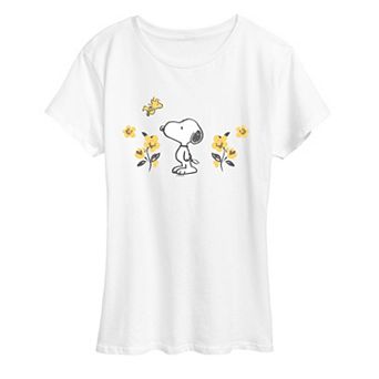 Women's Peanuts Snoopy & Woodstock Floral Graphic Tee