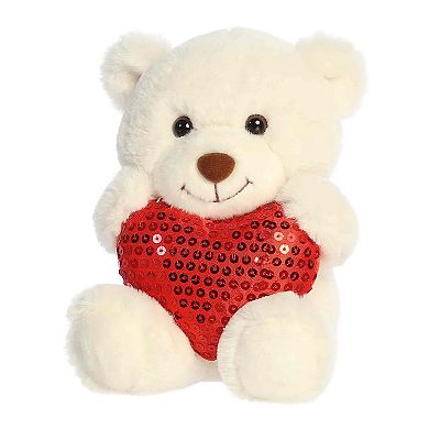 Aurora Heartwarming 7" Glimmerheart Bear Valentine Small Cream Stuffed Animal
