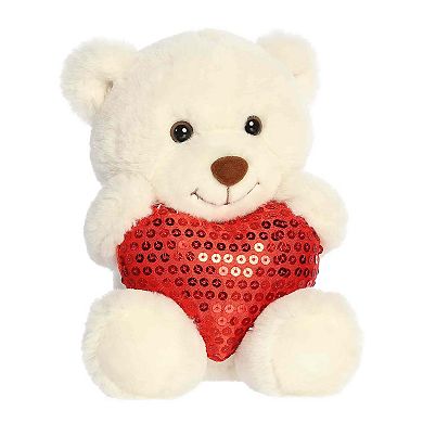 Aurora Heartwarming 7" Glimmerheart Bear Valentine Small Cream Stuffed Animal