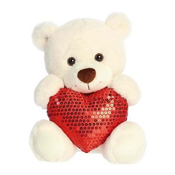 Aurora Heartwarming 9.5" Glimmerheart Bear Valentine Medium Cream Stuffed Animal