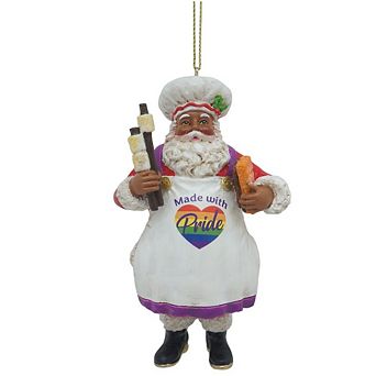 5" African American Pride Santa Ornament Festive Resin Christmas Tree Decoration