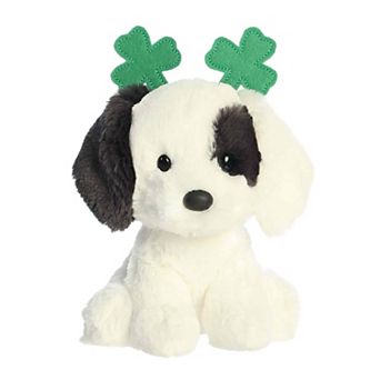 Aurora Whimsical 7" Clover Dog St. Patrick's Day Small White Stuffed Animal