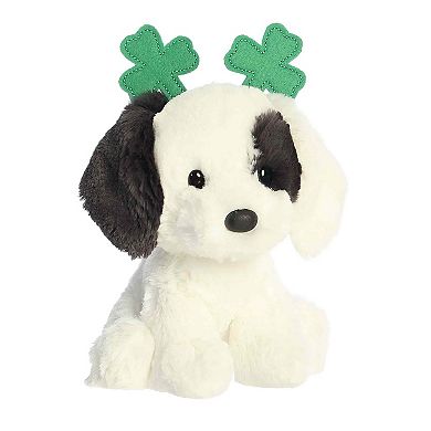 Aurora Whimsical 7" Clover Dog St. Patrick's Day Small White Stuffed Animal
