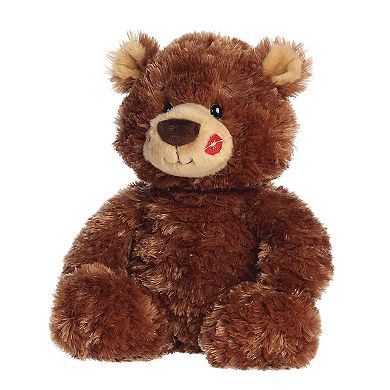 Aurora Heartwarming 9.5" Kiss Me Bear Brandy Valentine Medium Brown Stuffed Animal