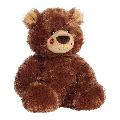 Aurora Heartwarming 9.5" Kiss Me Bear Brandy Valentine Medium Brown Stuffed Animal