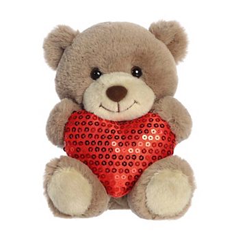 Aurora Heartwarming 7" Glimmerheart Bear Valentine Small Taupe Brown Stuffed Animal