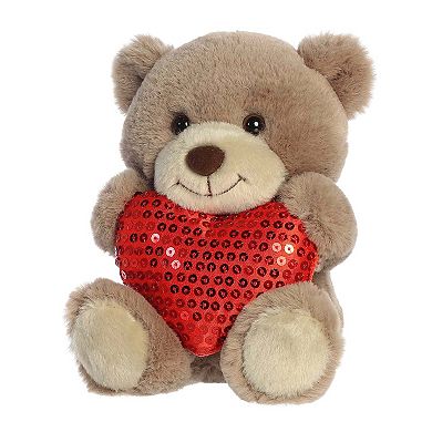 Aurora Heartwarming 7" Glimmerheart Bear Valentine Small Taupe Brown Stuffed Animal