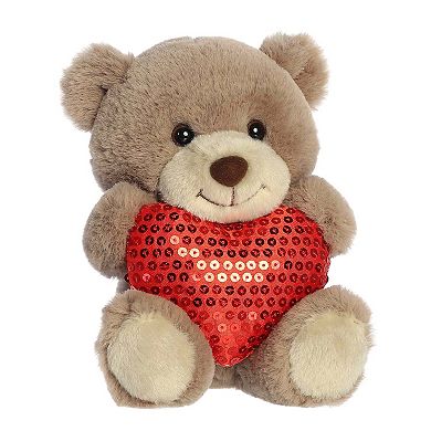 Aurora Heartwarming 7" Glimmerheart Bear Valentine Small Taupe Brown Stuffed Animal
