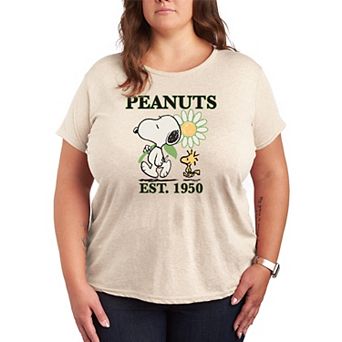 Plus Size Peanuts Snoopy & Woodstock Flower Est. 1950 Graphic Tee