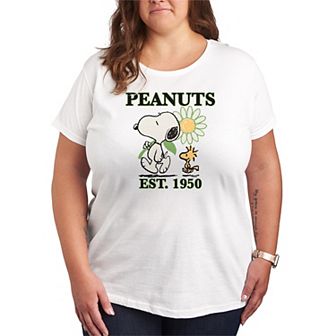 Plus Size Peanuts Snoopy & Woodstock Flower Est. 1950 Graphic Tee