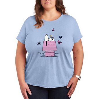 Plus Size Peanuts Snoopy's Doghouse Butterflies Graphic Tee