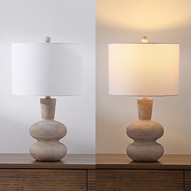 Matheo 24" Modern Minimalist Sculptural Oak-Grain Resin LED Table Lamp