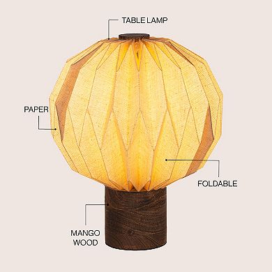 Quincy 11" Modern Minimalist Paper Pleated Orb Accent LED Table Lamp