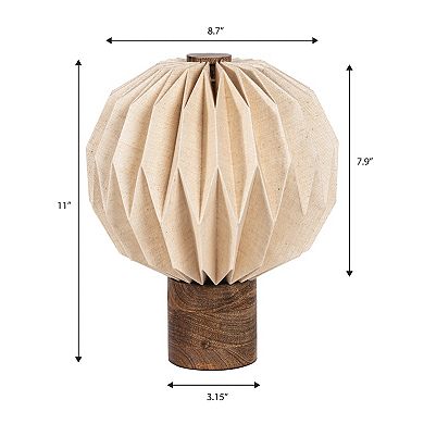 Quincy 11" Modern Minimalist Paper Pleated Orb Accent LED Table Lamp