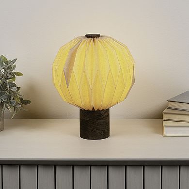 Quincy 11" Modern Minimalist Paper Pleated Orb Accent LED Table Lamp