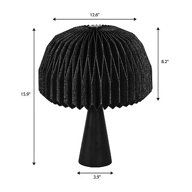 Sylvie 16" Modern Minimalist Paper Pleated Shade Mushroom Accent LED Table Lamp