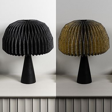 Sylvie 16" Modern Minimalist Paper Pleated Shade Mushroom Accent LED Table Lamp