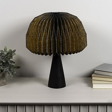 Sylvie 16" Modern Minimalist Paper Pleated Shade Mushroom Accent LED Table Lamp