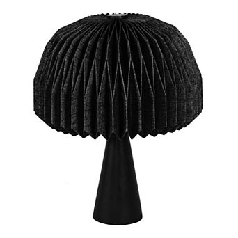 Sylvie 16" Modern Minimalist Paper Pleated Shade Mushroom Accent LED Table Lamp