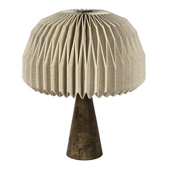 Sylvie 16" Modern Minimalist Paper Pleated Shade Mushroom Accent LED Table Lamp