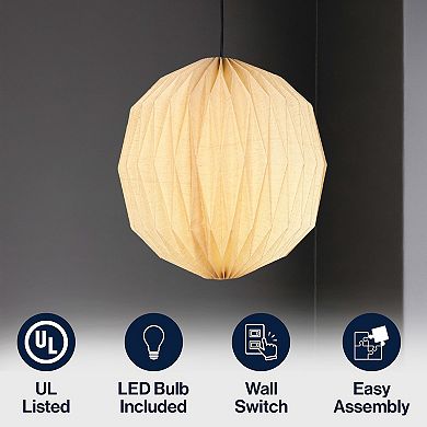 Vaughn 15.75" Modern Vintage Orb Honeycomb Shade LED Pendant Light