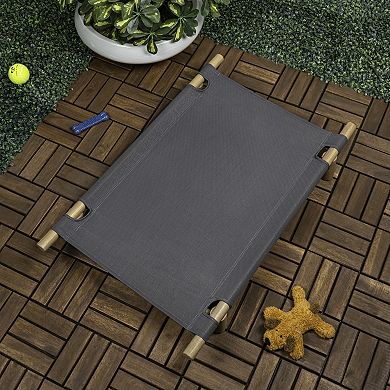 Chester Modern Minimalist Wood Frame Elevated Outdoor Dog Bed