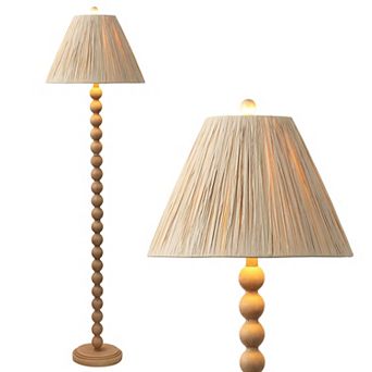Wren 61.5" Modern Rustic Bobbin Pleated Paper Shade/Resin LED Floor Lamp