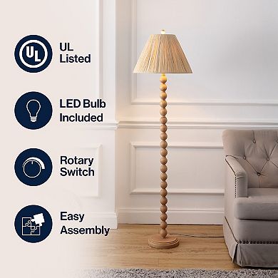 Wren 61.5" Modern Rustic Bobbin Pleated Paper Shade/Resin LED Floor Lamp