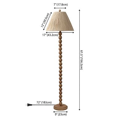Wren 61.5" Modern Rustic Bobbin Pleated Paper Shade/Resin LED Floor Lamp