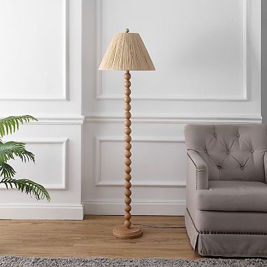 Wren 61.5" Modern Rustic Bobbin Pleated Paper Shade/Resin LED Floor Lamp