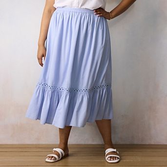 Plus Size LC Lauren Conrad Gathered Trim Skirt